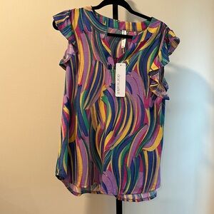 Brand new with tags sleeveless shirt. Bright colors SZ large
